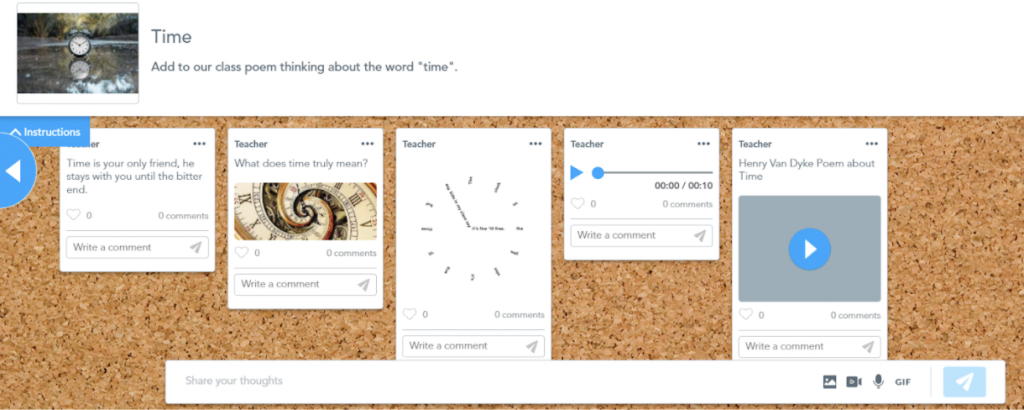 Shared poetry activity using the Collaborate Board